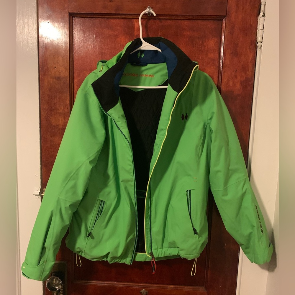 Lime Green Double Diamond Ski Jacket Size 14 Gem